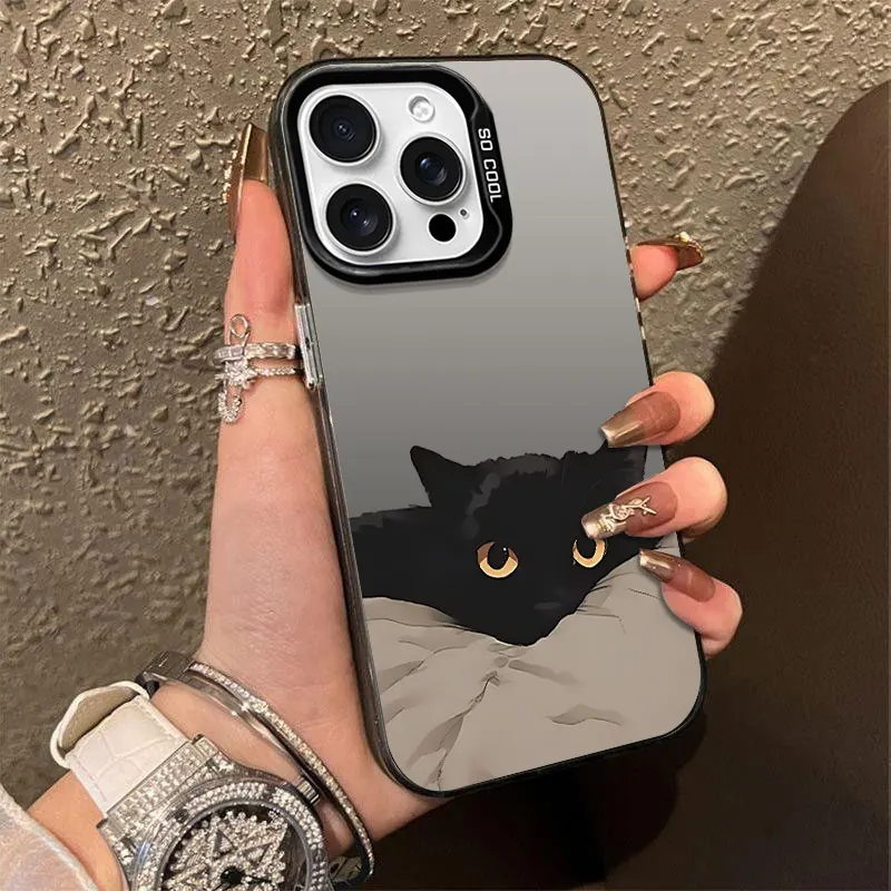 Gato preto dos desenhos animados casal caso de telefone para oppo a15 a16k a17 a37 a38 a57 a58 5g a74 a78 a94 a5 a60 a98 a78 a79 proteger capa traseira