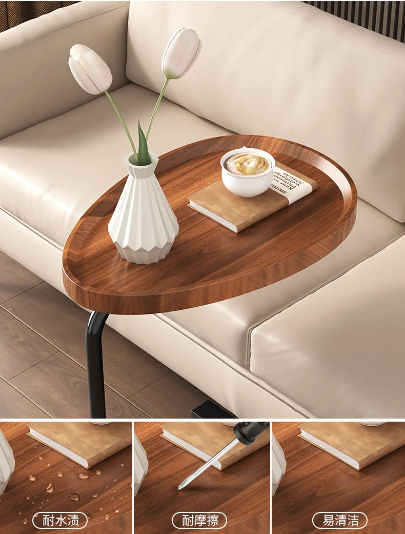 Sofa Tray Table 63cm High Side Table Couches and Bed Snack Table for Living Room Bedroom Small End Table with Metal Frames