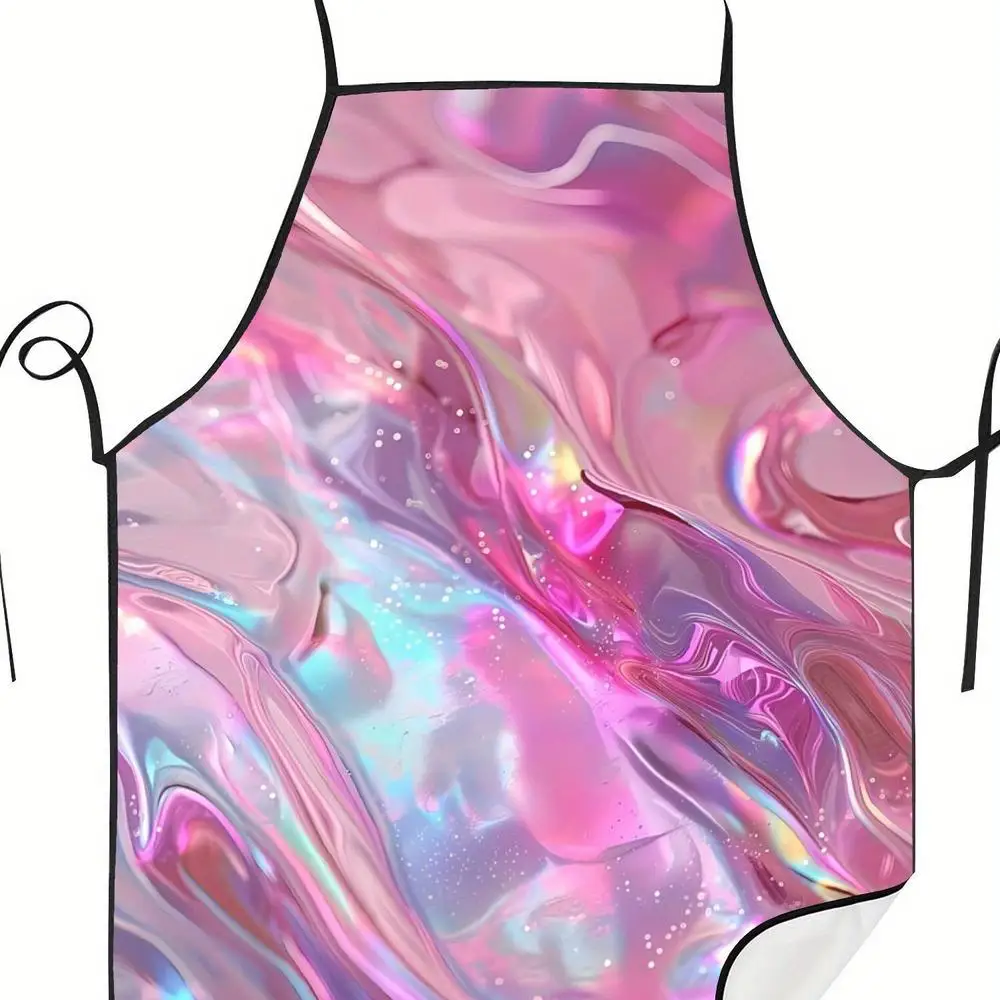 Apron with Dreamy Pink Purple Gradient Fluid Art Abstract Wave Pattern