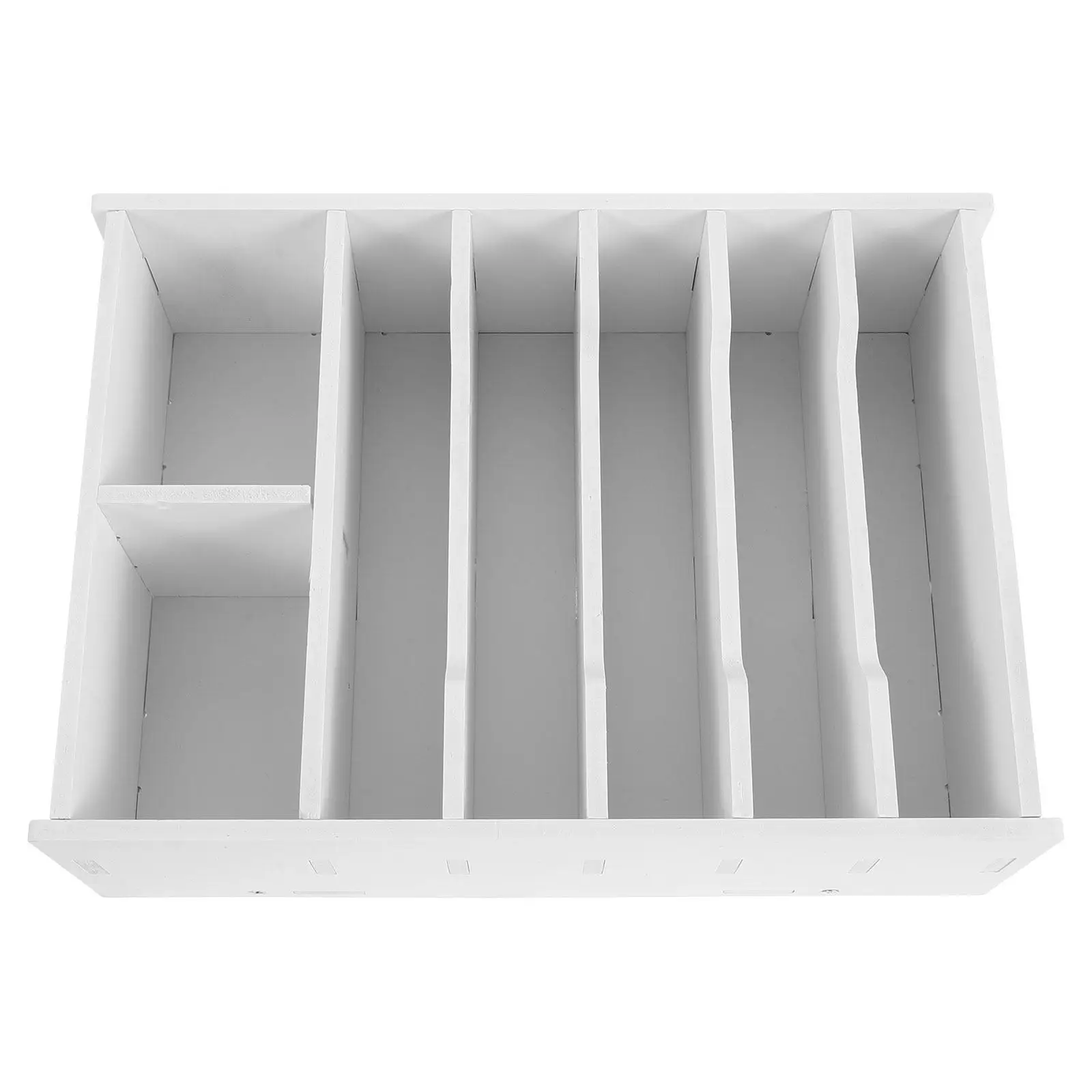 Wooden Cash Storage Bin Removable Dividers 7 Compartment Desktop Bill Holder Document Organizer 11.8x10.24x4.33 Office Desk Cash