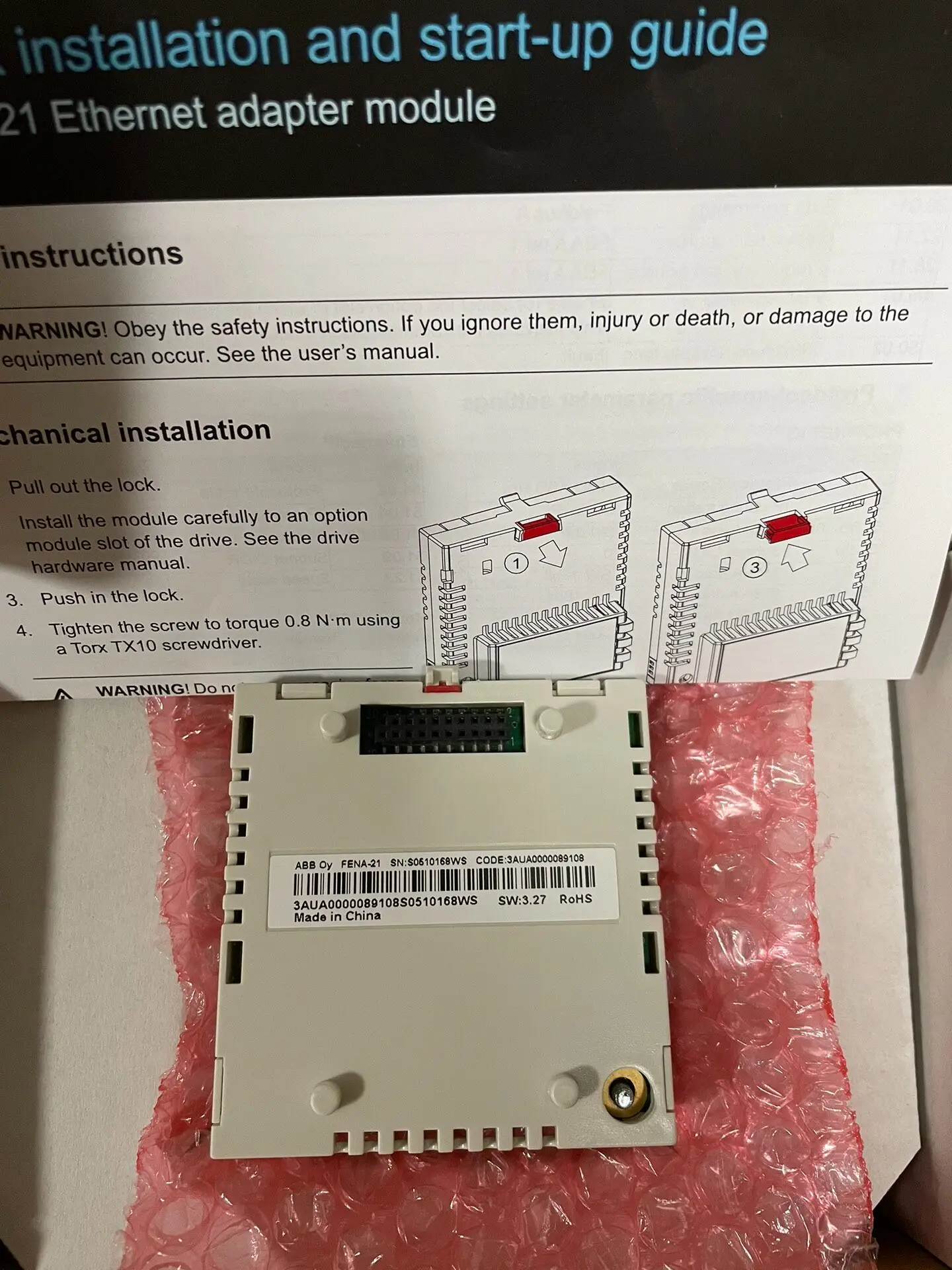 FENA-21 New ABB Inverter Ethernet Communication Module, New Inventory Tape
