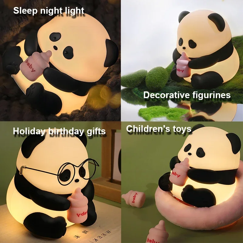 Panda LED Night Light Sleeping Lamp For Children Baby Kids soft Silicone Touch Sensor 7 Colors Cartoon Home Bedroom Decoration