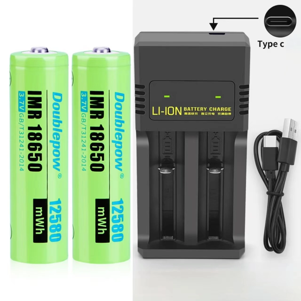 2pcs/lot 18650 Rechargeable Battery 12950mWh 3.7V Lithium Battery with 2 Slot Multi-Function Charger