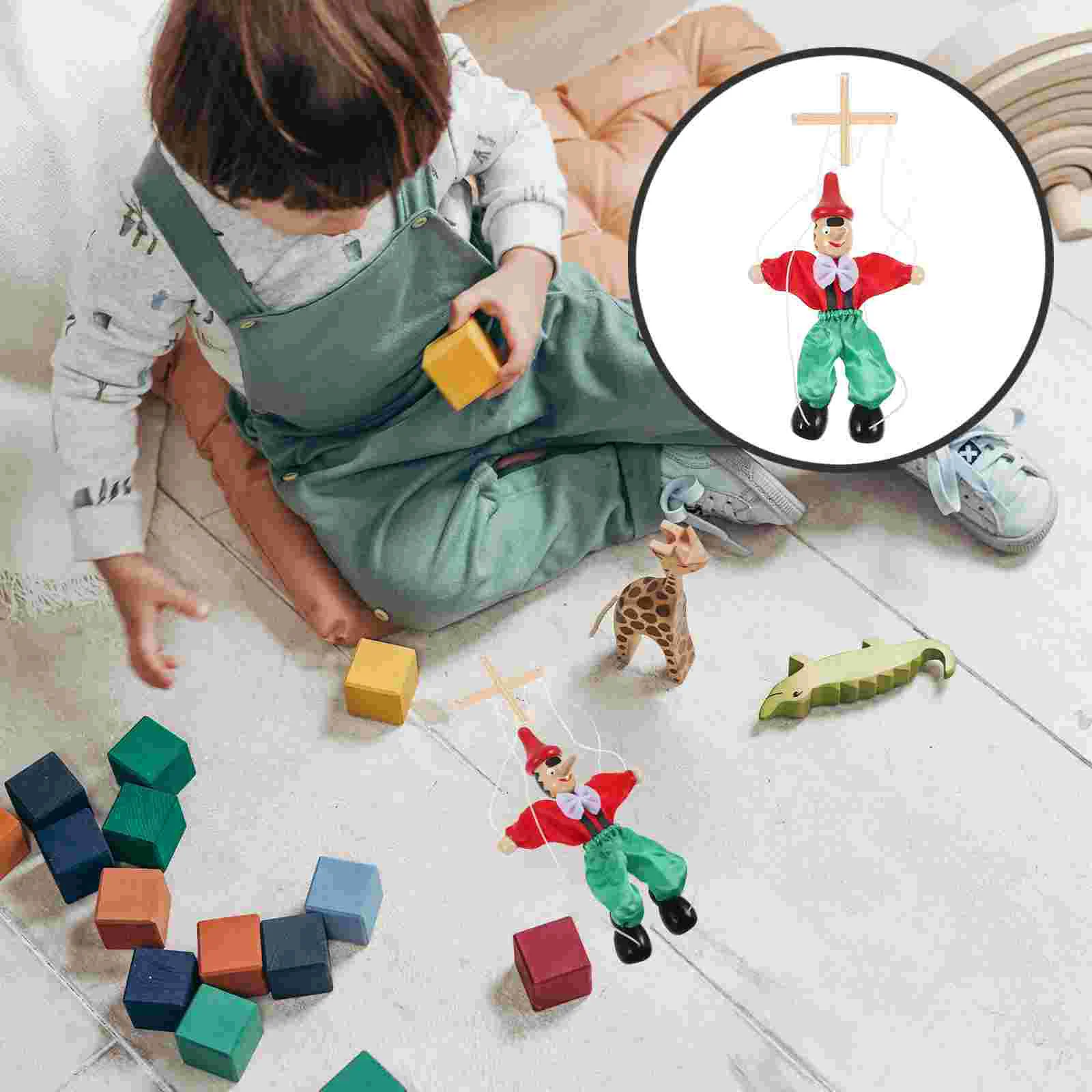 Marionette Wooden People Figures Kids Toys Hand Puppets for Adults Unfinished Figurines Peg