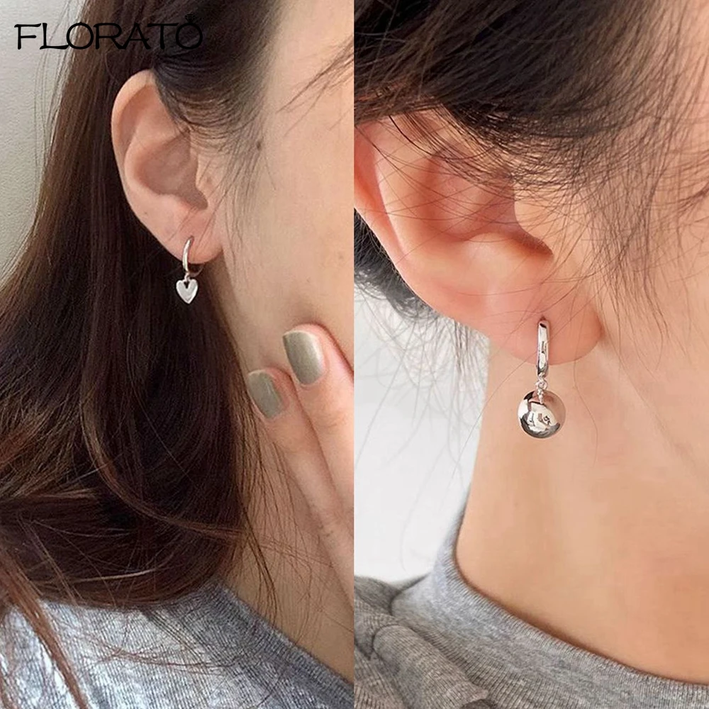 موضة جديدة القلب/النجوم/الجولة أقراط متدلية صغيرة 925 فضة إبرة غرامة أقراط صغيرة للنساء مجوهرات Charm #3