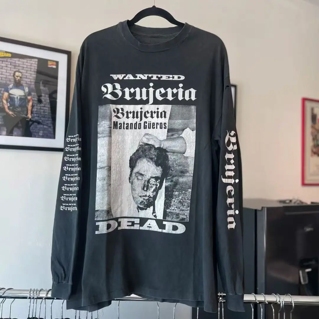 

Gothic Dark Retro Letter Casual Loose T-shirt Men Street Hip-hop Harajuku Y2K Fashion Oversized Long-sleeved Women Clothing