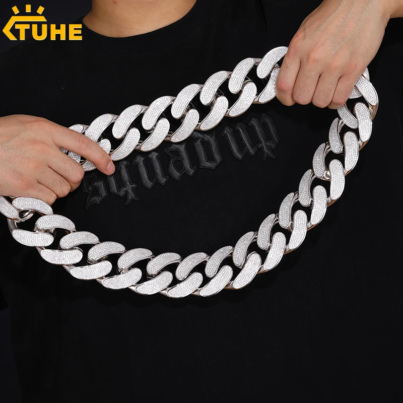 

TUHE Super large Copper 45mm Width Cuban chain Men Iced Out Cubic Zirconia Cuban Chain Men's Hip Hop Jewelry