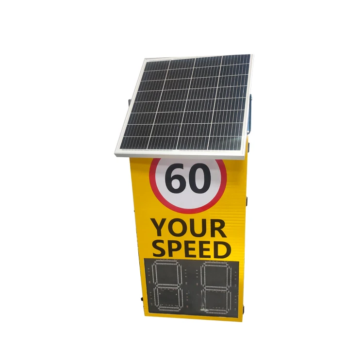Cadsolar Sheet Metal Solar-Powered Radar Speed Detect Sign Traffic Warning Light 300M+ Visual Distance LED Display 12.8V/60AH
