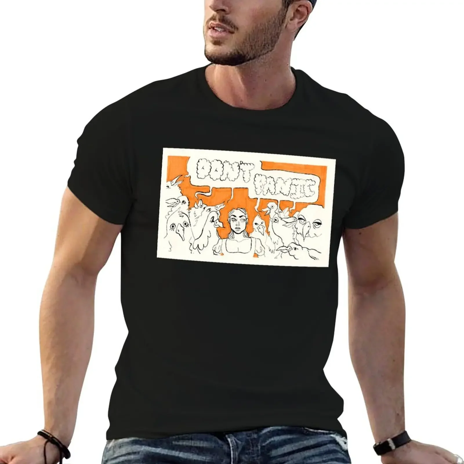 don't panic T-Shirt Blouse sweat graphics t shirts men