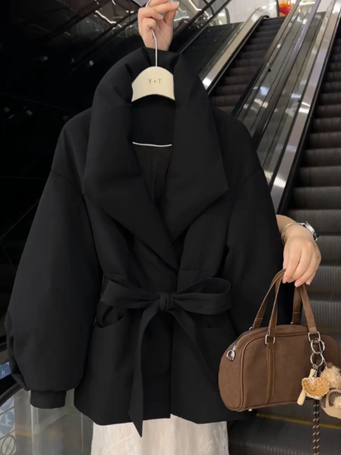 

Женская утепленная куртка-пуховик Sli ort Puffer Jaet, черная, объемная, зимняя, повседневная, на пуху, стандартный крой, для города