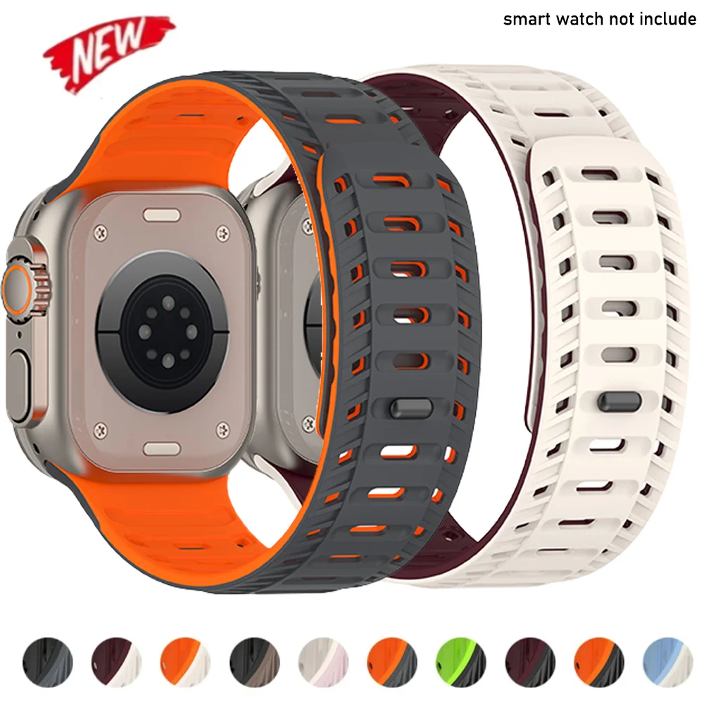Magnetisches Armband für Apple Watch Ultra 3/2 49mm 44 45 46 42mm Silikonarmband iWatch Series 11 10 8 7 6 5 9 SE 40mm Armbänder