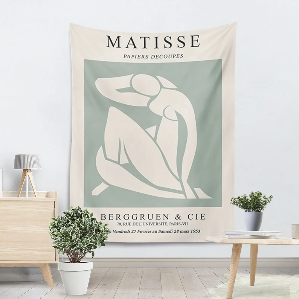 Bohemian Hippie Anime Nordic Tapestry asciugamano da spiaggia estetico tappetino da Yoga astratto minimalista Matisse Art Wall Hanging