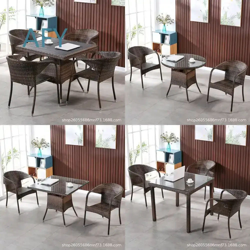 Outdoor Patio Single Leisure Balcony Table and Chair Set Coffee Table Wicker Chair Set for Outdoor Use 3 Piece Wicker Chair