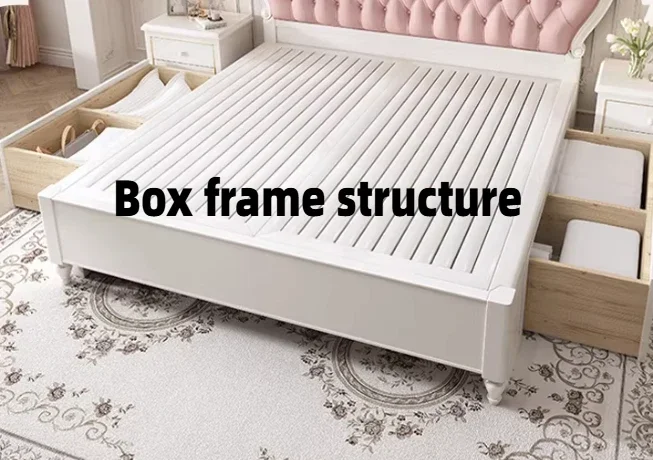 180x200cm French American Bed Wooden Master Bedroom Luxury Double Bed Frame King Size European Decor Headboard House Furniture