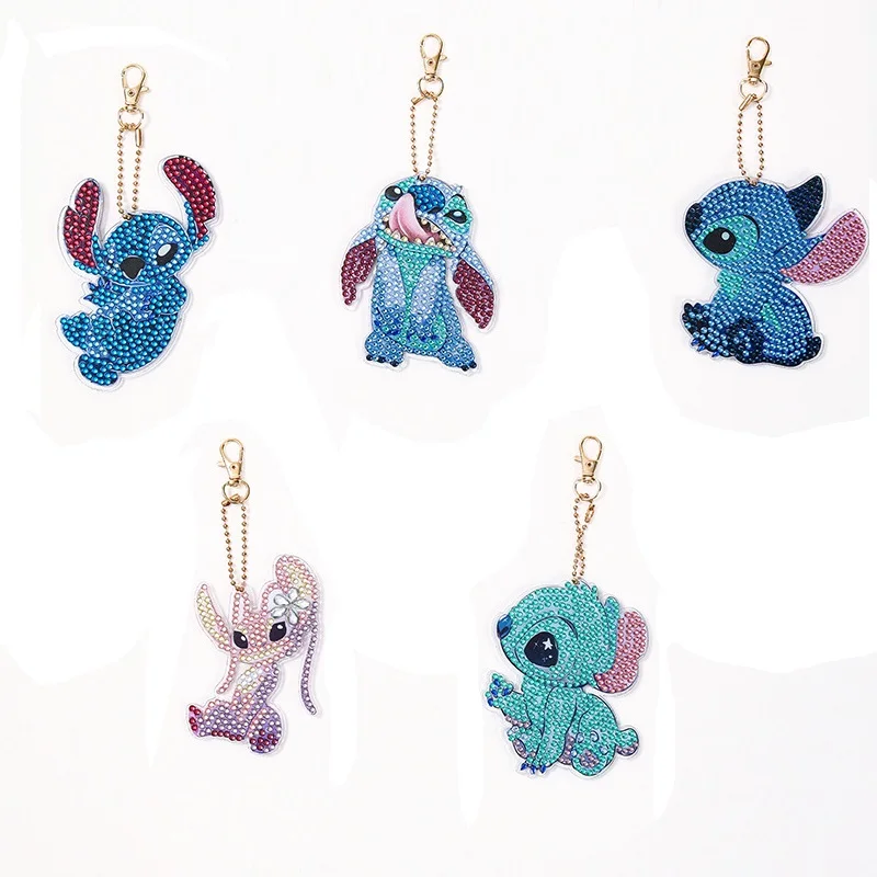 

Cartoon Stitch Abomination DIY Diamond Painting studded creative car keychain cartoon animal keychain women's bag accessories