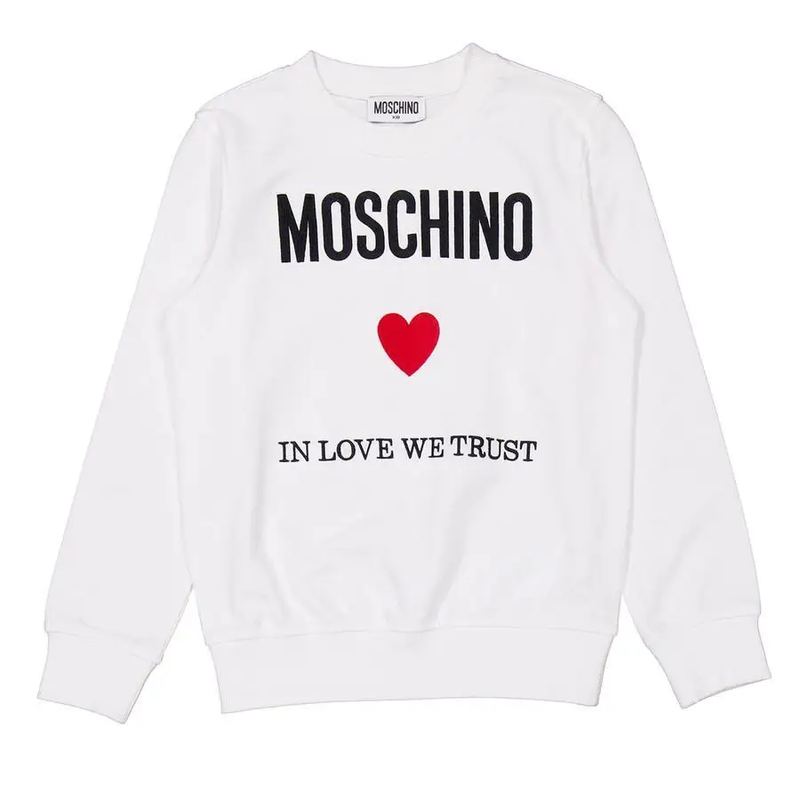 Moschino | Sudadera de algodón con cuello redondo y estampado de logotipo para niñas