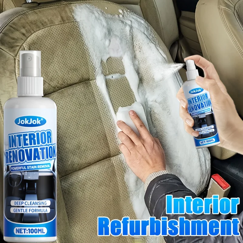 Multi-Purpose Car Interior Cleaner,Powerful Stain Remover,Gentle Formula,No Rinse Needed, No Residue, Suitable for Doors,Carpets