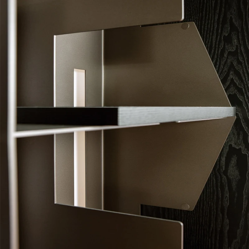 Estante Decorativa Multifuncional Personalizável de Aço Inoxidável Italiano de Alta Qualidade, Moderna e Luxuosa.