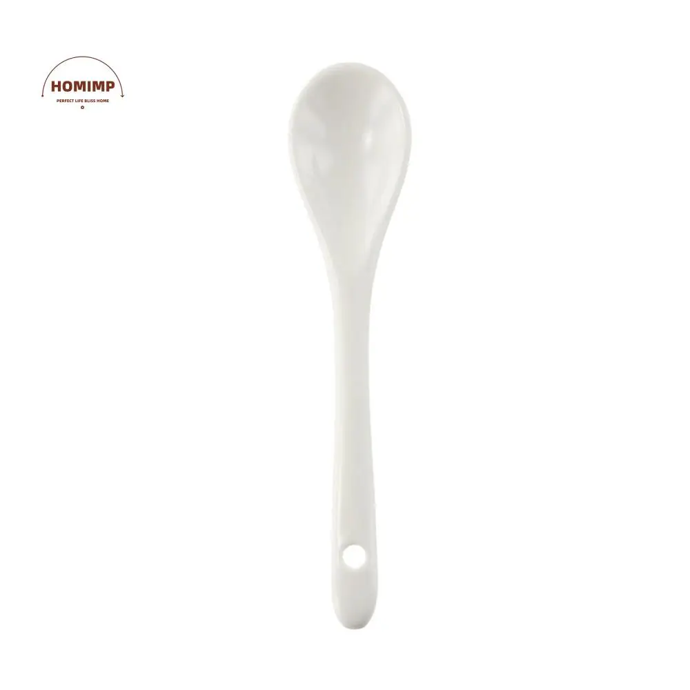 

Kitchen Tools Ceramic Long Handle Spoons Creative White Coffee Spoon Mini Stirring Spoon Ice Cream