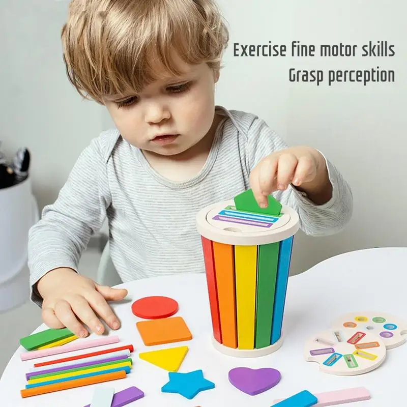 Color Matching Toys Colorful Wooden Brain Teaser Preschool Learning Activities Fine Motor Skill Toys Matching Game For Fine