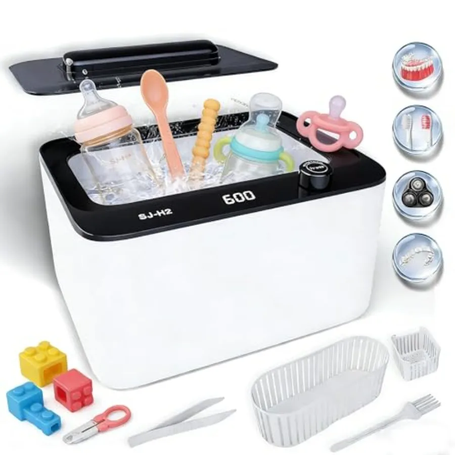 

Ultrasonic Jewelry Cleaner 45kHz Dental Retainer Cleaner for Jewelry Rings Eyeglasses Watch Strap Denture Cleaning Machine with
