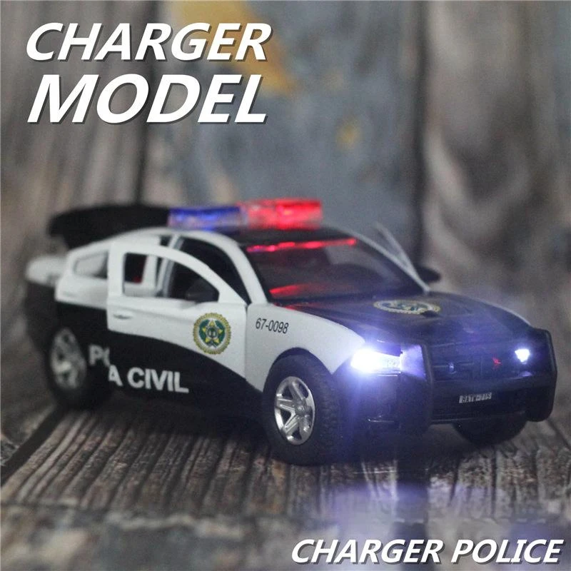 1:32 caricatore in lega modello di auto della polizia diecast e veicoli giocattolo simulazione suono e luce tirare indietro collezione giocattoli regalo per bambini