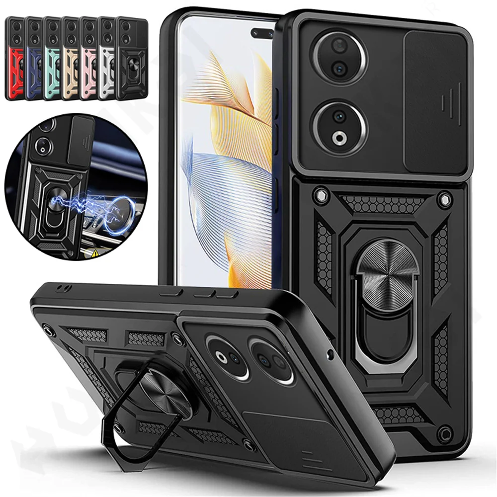 Case For Huawei Honor X5 Plus 90 Lite Nove 11 360 Degree Ring Bracket Slide Lens Camera Duty Armor Rugged Military Grade Cover