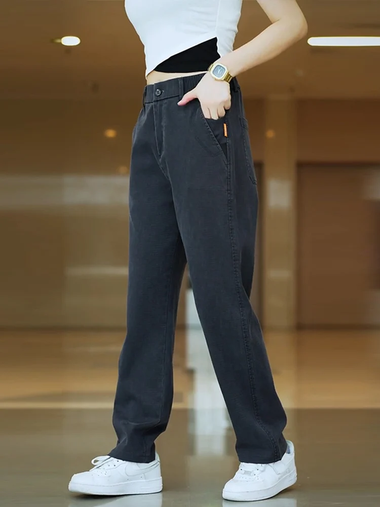 

Новые мужские повседневные брюки прямого кроя 2026 года с флисовой подкладкой, облегающие, теплые, модные, осенне-зимние, длинные, для повседневной носки