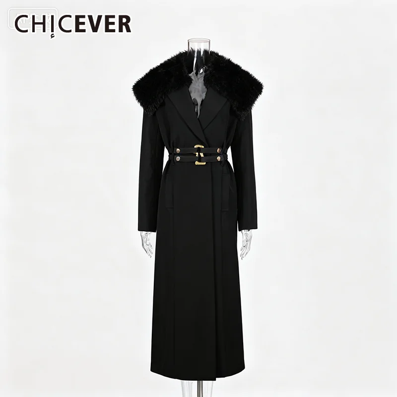 

CHICEVER Black Spliced Sashes Jacket Female Lapel Long Sleeve Loose Vintage Literary Women's Jackets Autumn Fashion New Style