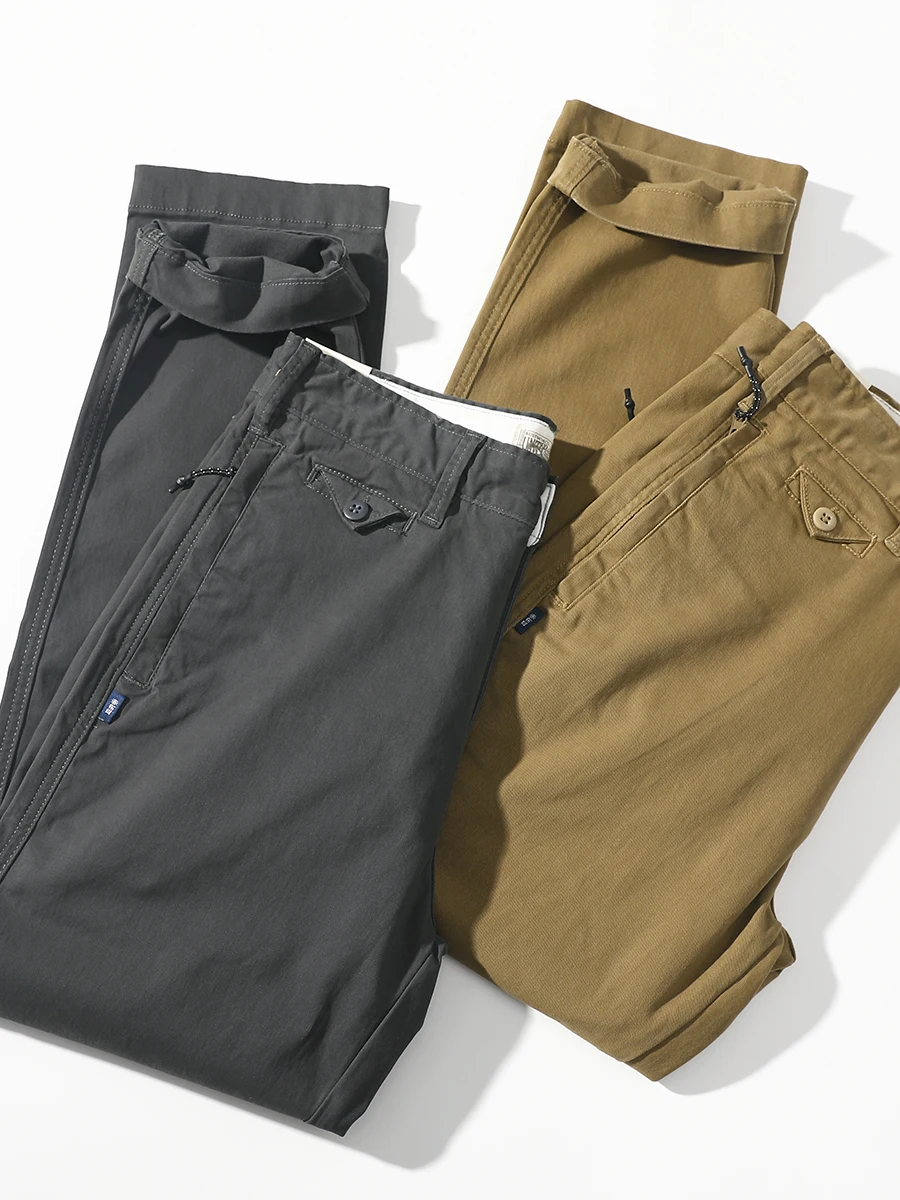 

Retro Heavyweight Pure Cotton Canvas Casual Pants Men's Ameika Khaki Thi Waed Straight Loose Workwear Long Trousers