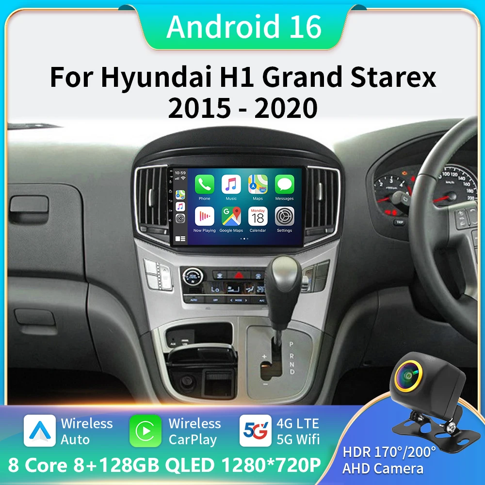 

Android 16 Car Radio Wireless Carplay For Hyundai H1 Grand Starex 2015-2020 Head Unit Multimedia Player GPS Navigation 5G Wifi