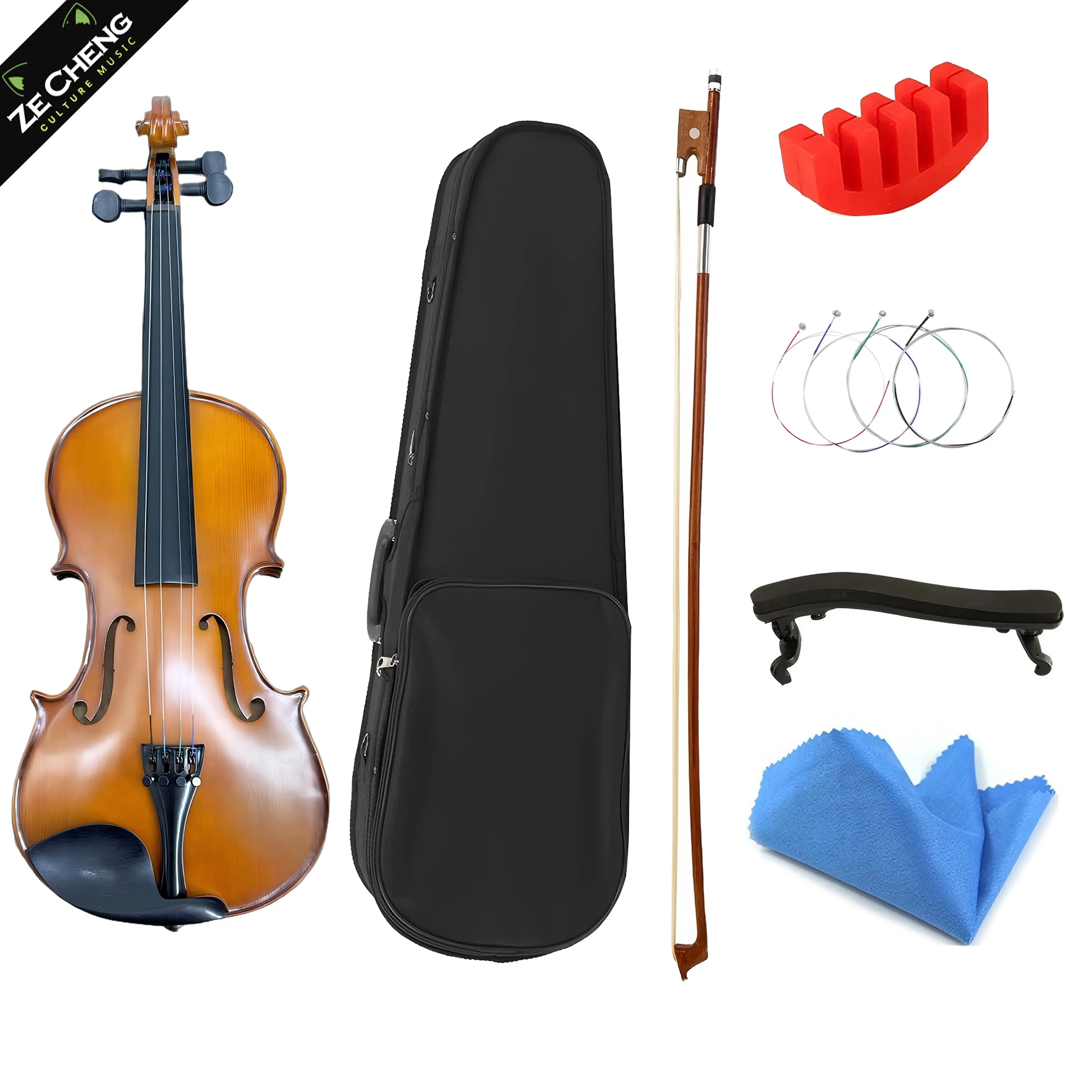 Student Violin 4/4 Full Size for Beginners, Solid Wood Violin Complete Kit with Hard Case, Bow, Rosin, Shoulder Rest, Mute