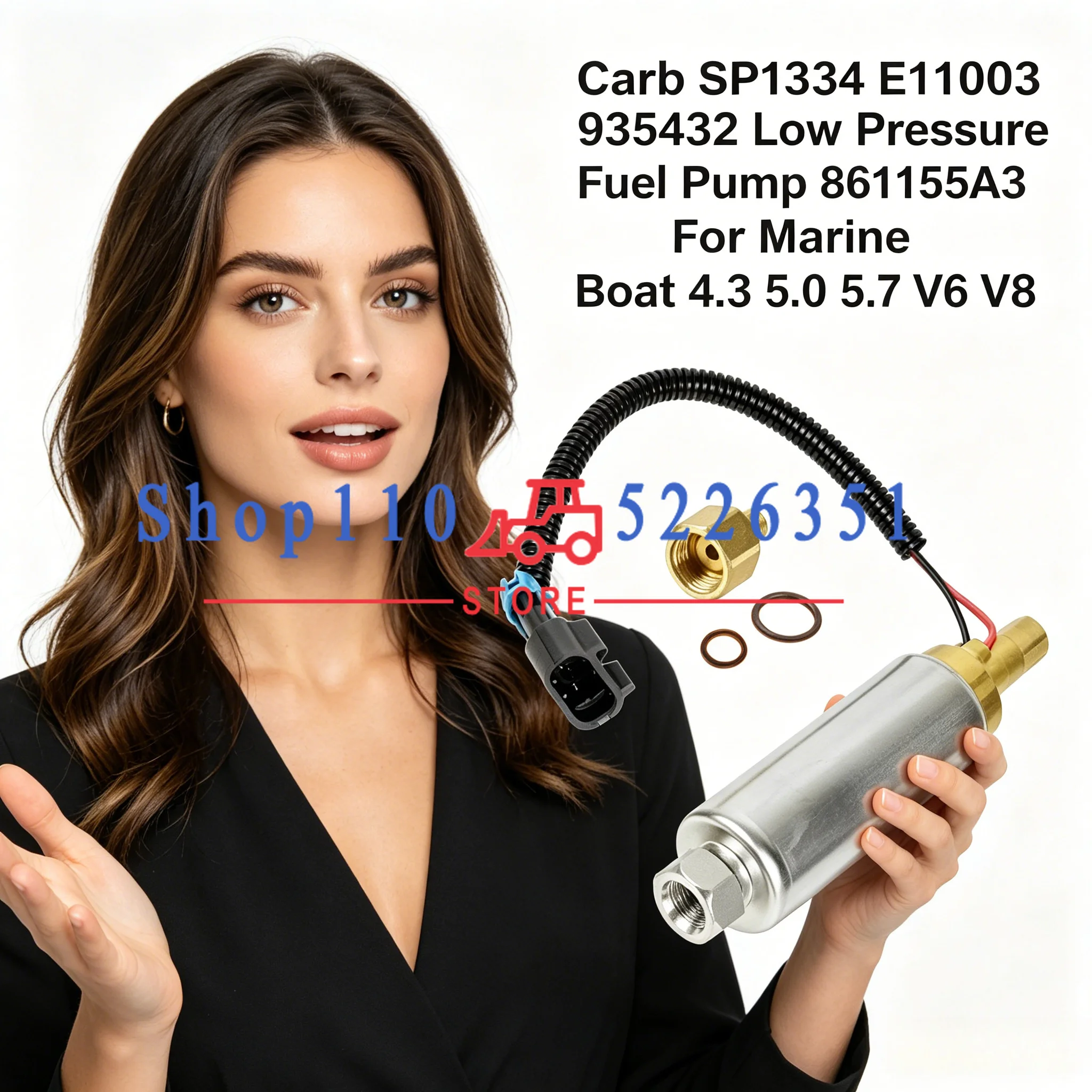

Carb SP1334 E11003 935432 Low Pressure Fuel Pump 861155A3 For Marine Boat 4.3 5.0 5.7 V6 V8