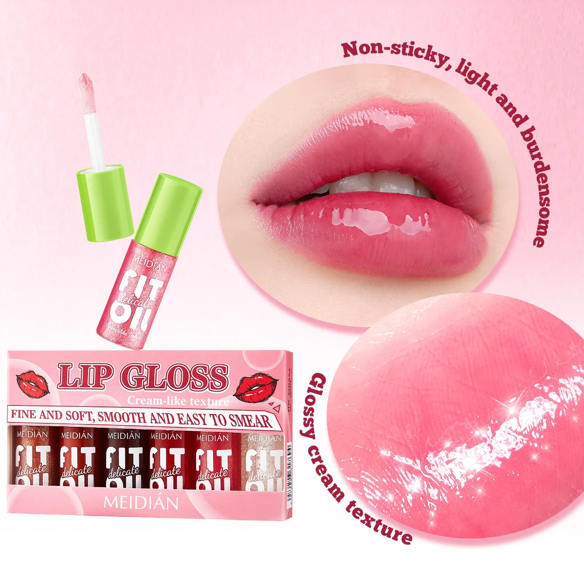 6 sztuk błyszczyków do ust, wielokolorowy błyszczyk, makijaż na randkę, długotrwały, nieprzywierający do kubka, nawilżający, łatwy do nakładania, pudełko prezentowe
