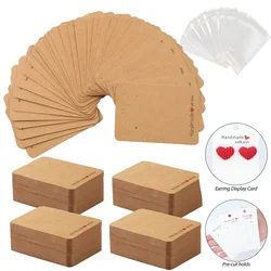 20sets Paper Earrings Display Organizers With Self Adhesive Bags Necklace Holder Cards Earrings Cardboard Diy Jewelry Packaging