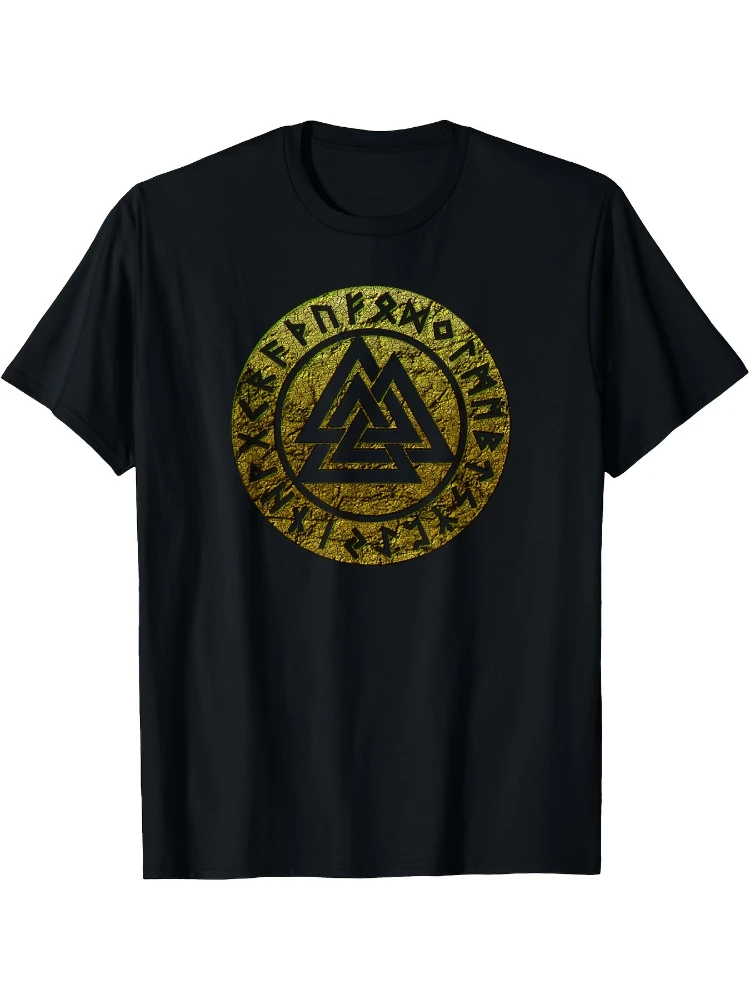 

Valknut Wotan Knot Nordic Warriors Runes Asgard Valhalla Thor 100% cotton summer short-sleeved O-neck .