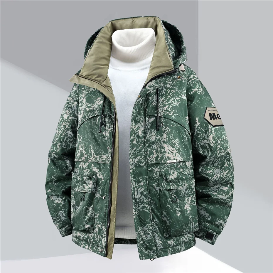 سترة شتوية سميكة للرجال 11XL مقاس كبير سترات مموهة موضة غير رسمية معطف شحن دافئ ملابس خارجية خارجية للرجال مقاس كبير