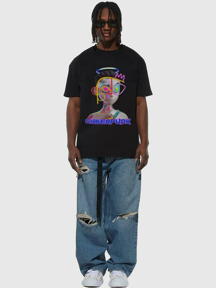 

Summer Men's 100% Pure Cotton Print Letter Cyberpunk Round Neck T-shirt Clothes Size S-4XL Motorcycle Tees Top Unisex