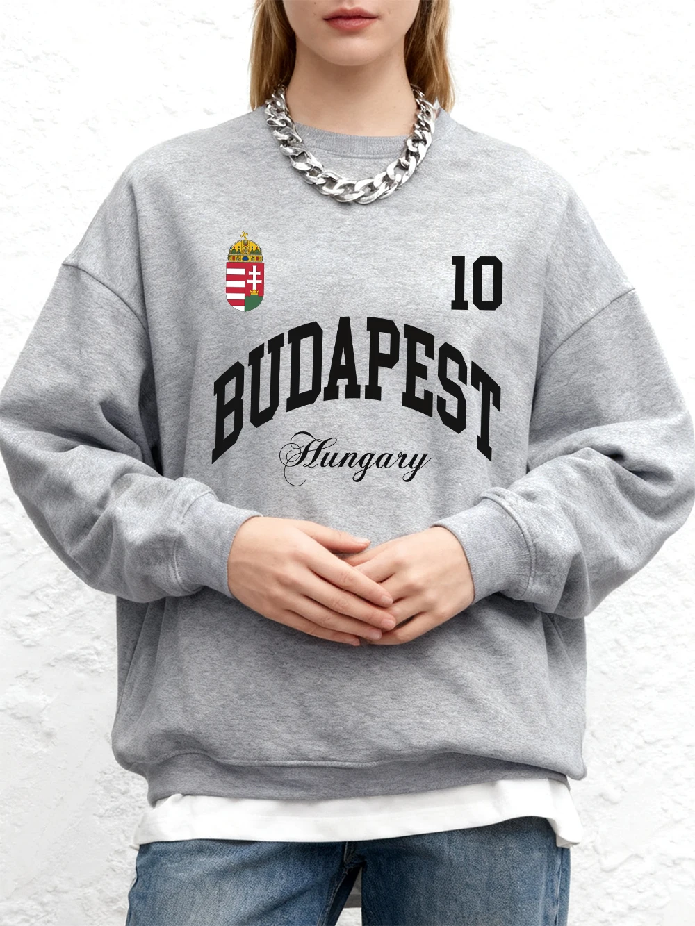 بودابست المجر العلم الطباعة بلوزات المرأة الشتاء فضفاض هوديس الصوف الدافئة عداء ببطء القمم عادية Crewneck المرأة الشارع الشهير #1