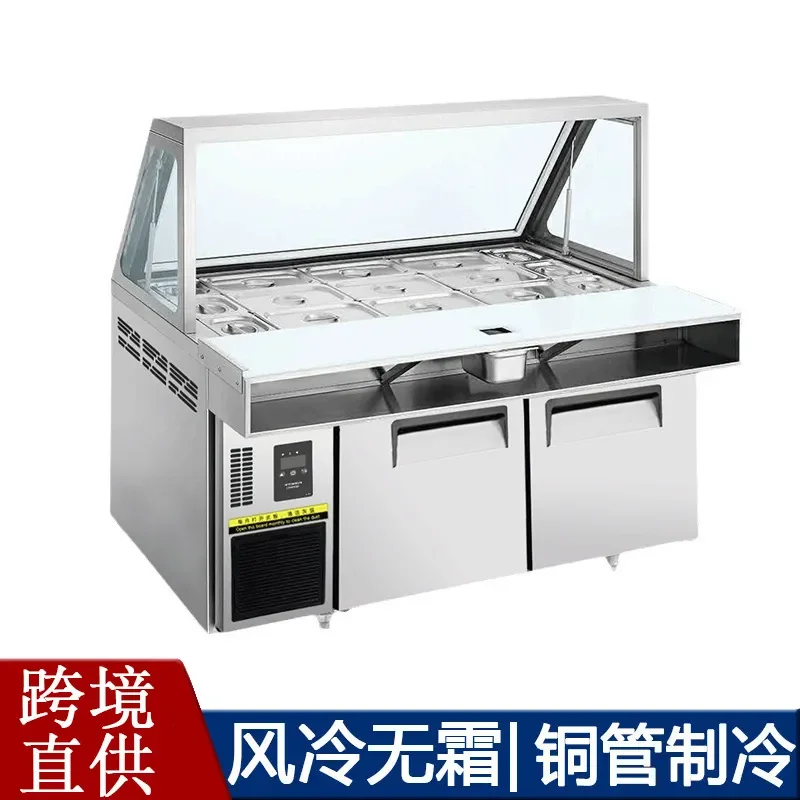 For Cylinder Type Salad Dressing Counter Kitchen Pizza Refrigeration Freezer Sprinkling System Commercial Kitchen Equipment