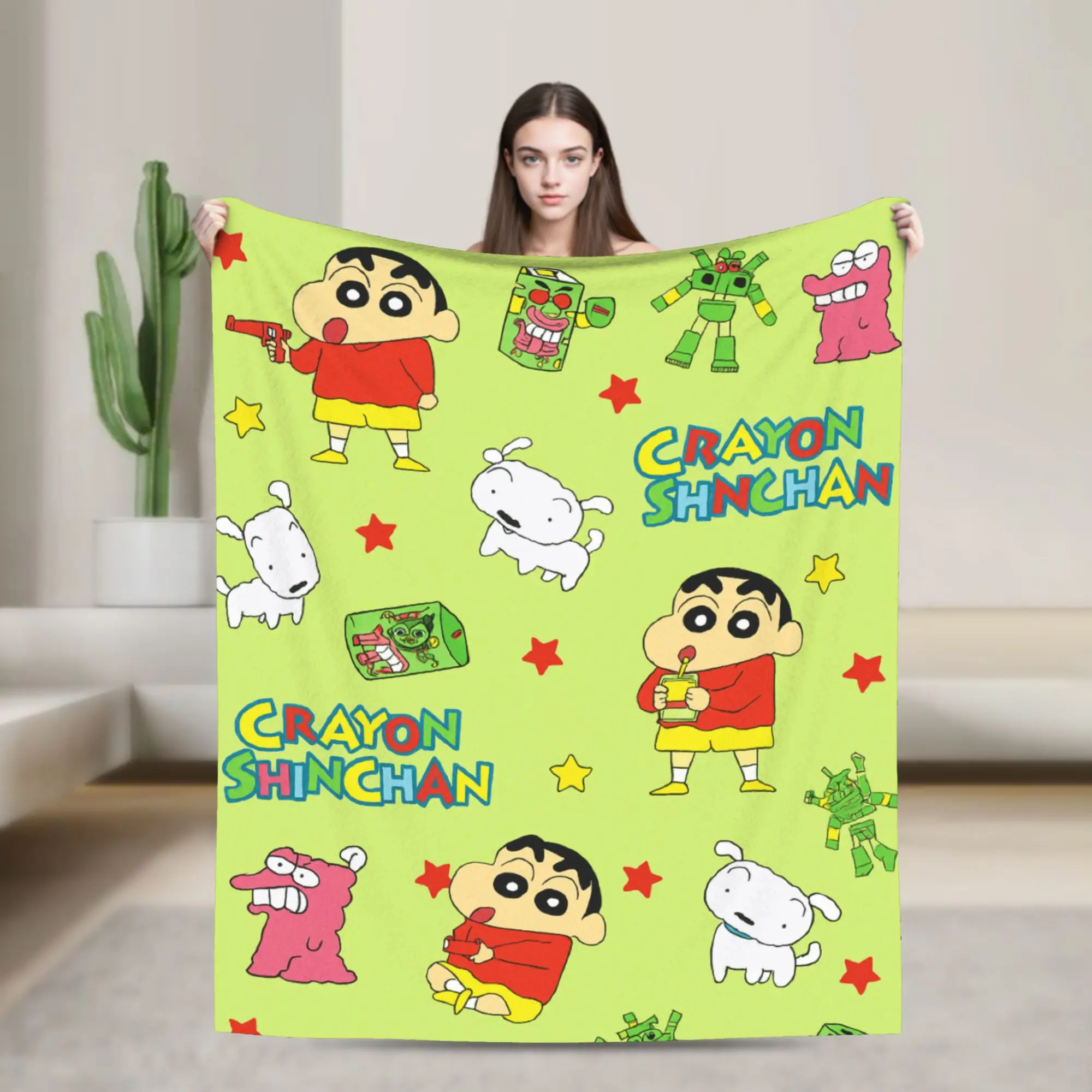 Manta de franela con crayón de dibujos animados, mantas para sofá, ropa de cama ultrasuave