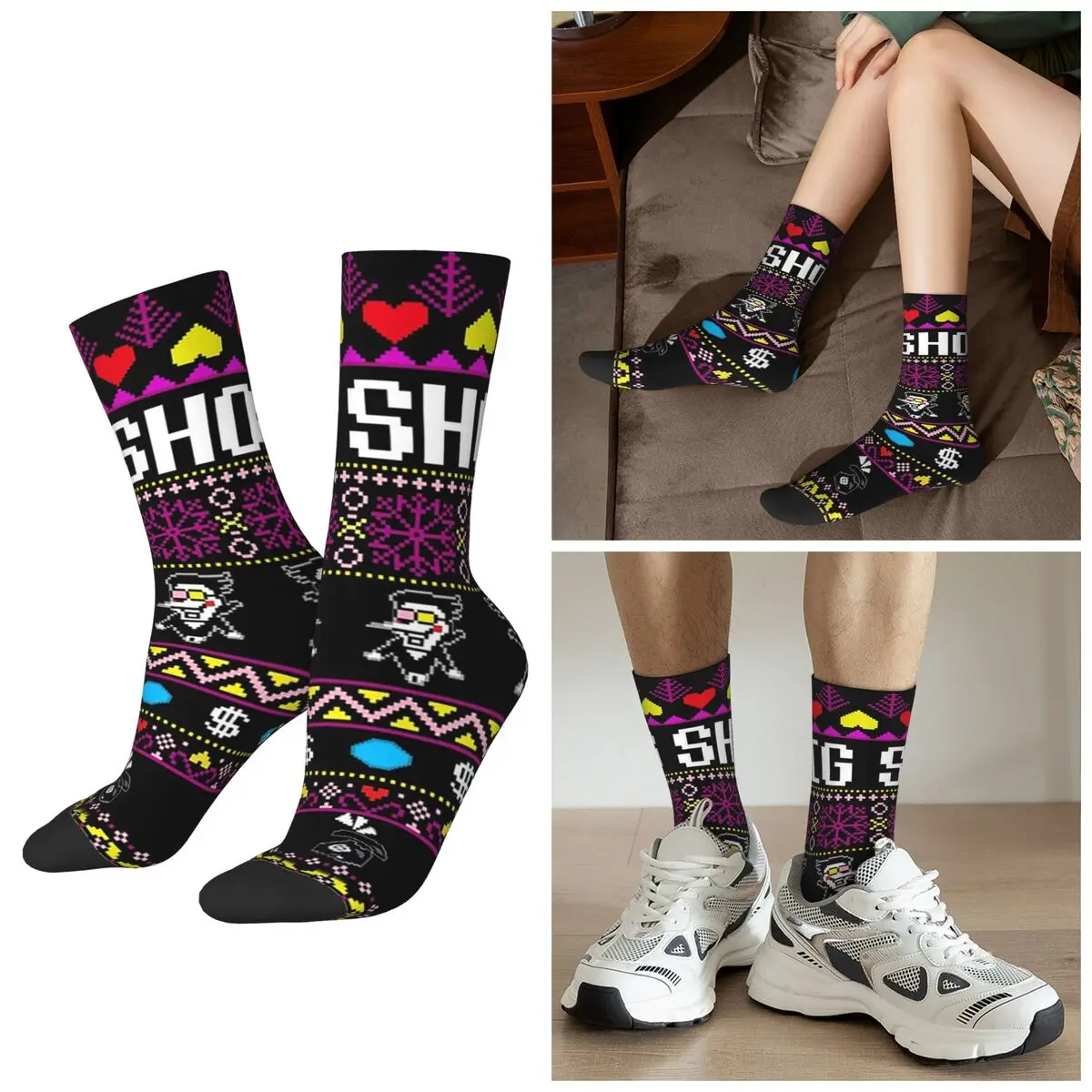 

Всесезонные носки Spamton's BIG SHOT Kromer Krismas, носки Harajuku Crew, высококачественные чулки для мужчин и женщин, подарки