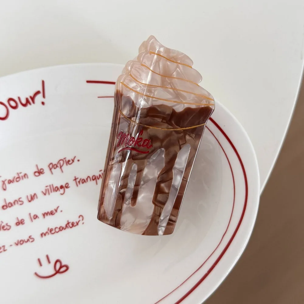 

Funny Coffee Cup Shaped Hair Clip Cartoon Hairpin Mocha Ice Cream Hair Claw Geometry Cute Acetic Acid Shark Clip Girls