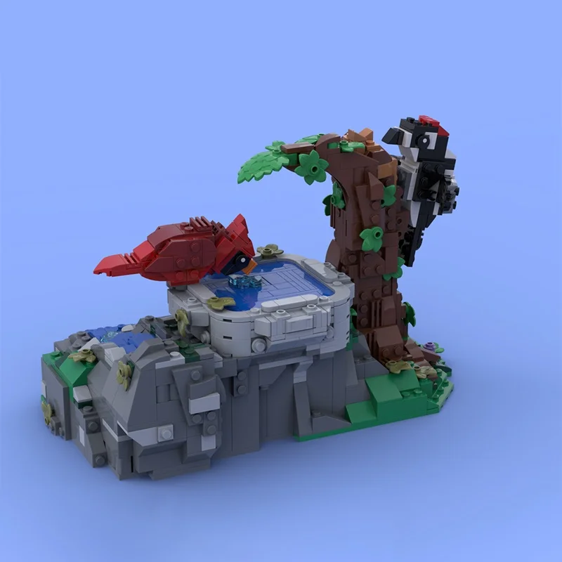 1156 Uds. MOC modelo de baño de pájaros de verano, bloques de construcción DIY, educación creativa, regalos de Navidad, juguete de ladrillo, cumpleaños para niños