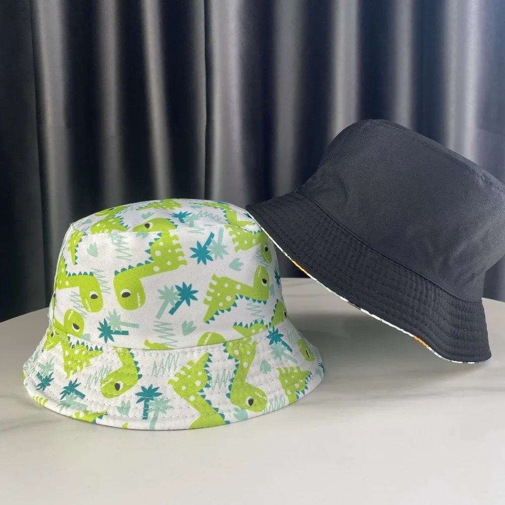 

Cute Cartoon Print Baby Bucket Hat Double Sided Thin Fisherman Cap Large Brim Breathable Outdoor Kid Sun Hat