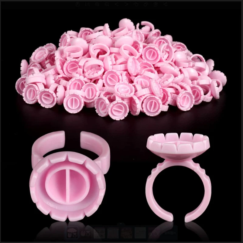 

CNK 100PCS Eyelash Glue Fan Cup Rings Holder Container for Eyelash Extension Tattoo Pigment Cup Lash Tool Accessories Supplies