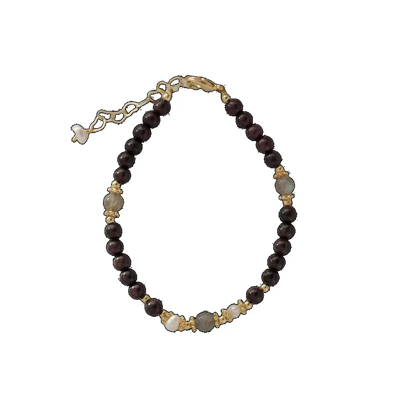 

[Mujin] Белый гранат из бисера темный браслет нишевый дизайн осенние и зимние украшения