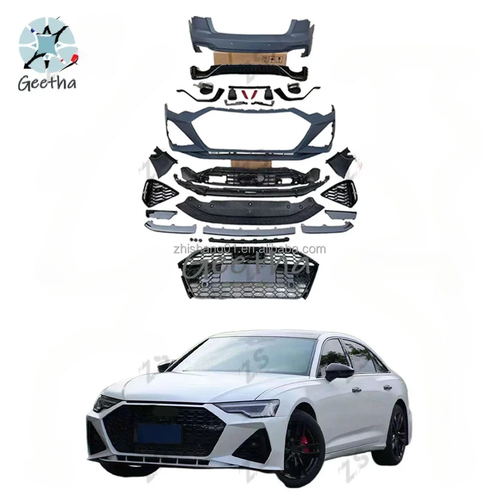 

ZS RS6 стиль переднего бампера задний бампер обвесы для Audi A6 2019-2024 Bodykit Upgrade PP автомобильный аксессуар обвес комплект