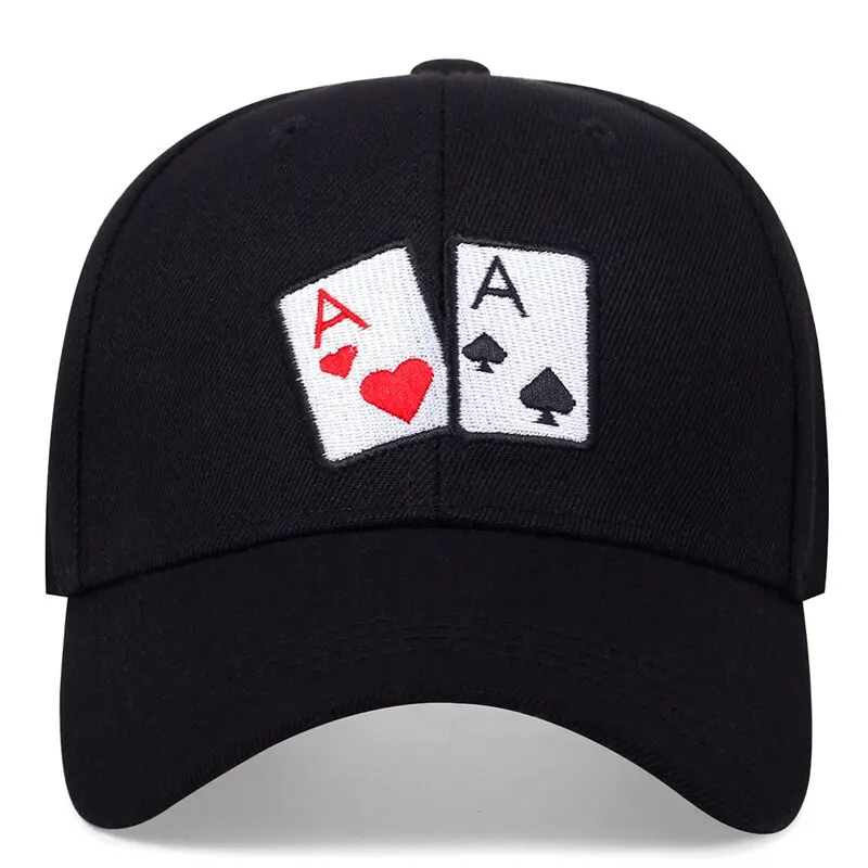 Unisex Poker Serce A Haft Snapback Czapki z daszkiem Wiosna i jesień Regulowane Kapelusze Okresowe Kapelusz