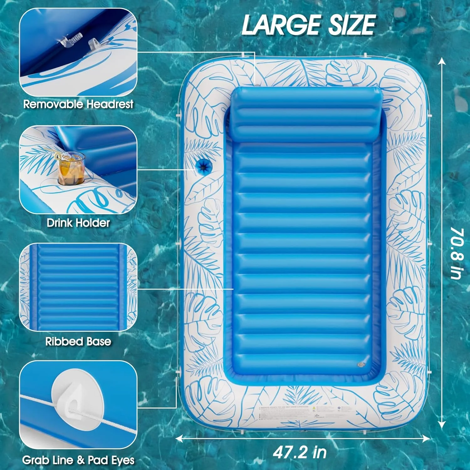 

Adult Inflatable Tanning Pool Lounger Large Bathtub Water Bed for Relaxation And Sunbathing